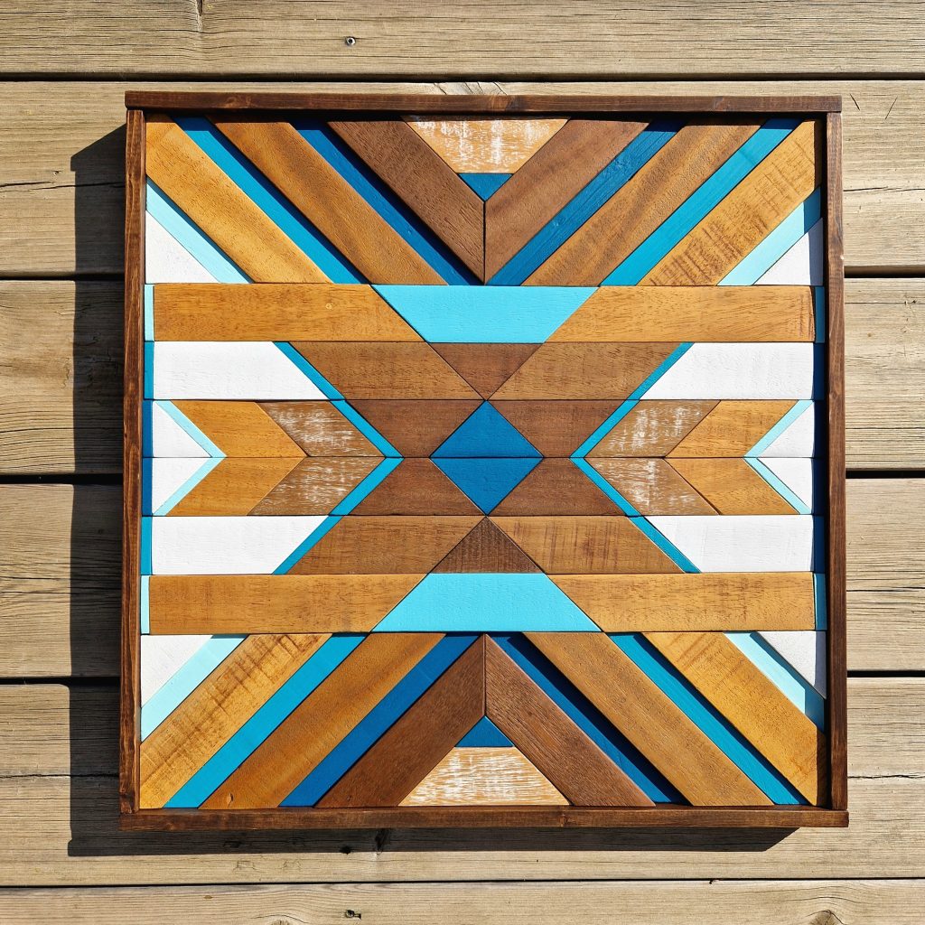 2nd Chance Créations Tableau bois bleu turquoise