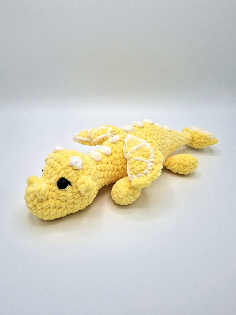 La mercerie d'amigurumi doudou dragon jaune artisanal