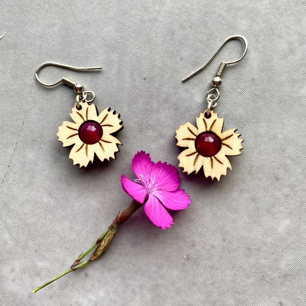 STUDIO D boucles d'oreilles en bois fleurs